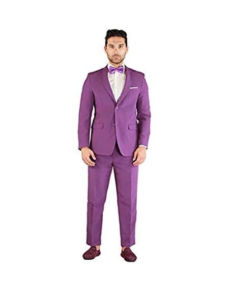 Men's PurpleTwo Button Cheap Priced Business Men's Slim Fit Suits Clearance Sale