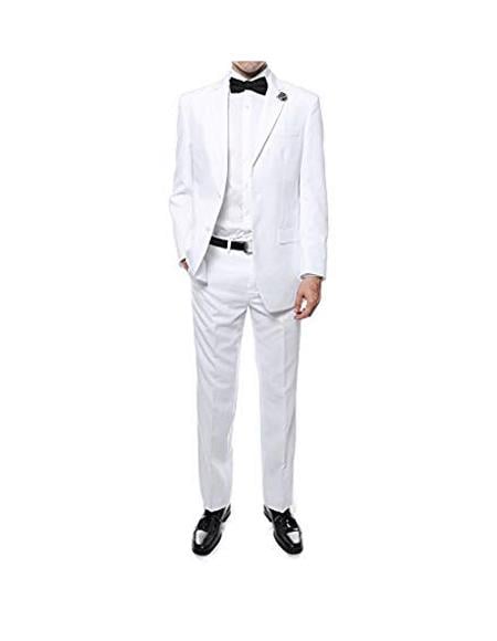 Men's  Two Button White Cheap Priced Business Men's Slim Fit Suits Clearance Sale