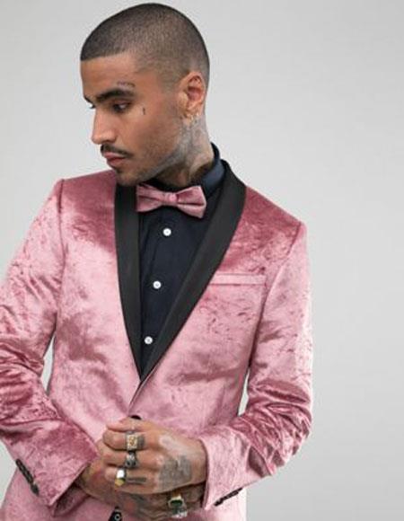 Men's Shawl Lapel One Button Pink Tuxedo