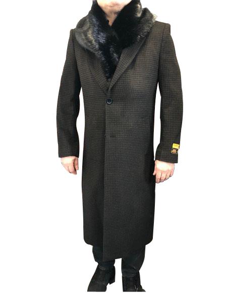 Men's Dress Coat Men's Brown & Black Mixed Tweed ~ Herringbone Houndstooth Blend Overcoat ~ Long Men's Dress Topcoat -  Winter coat 