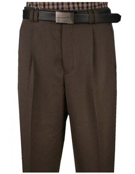 Men's 100% Pure Wool Wide Leg Single Pleat Olive Green Pant unhemmed unfinished bottom