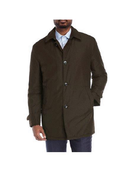 Men's Dress Coat Lerner ~ Edgar Trench Coat ~ Rain Coat 36 inch length Olive