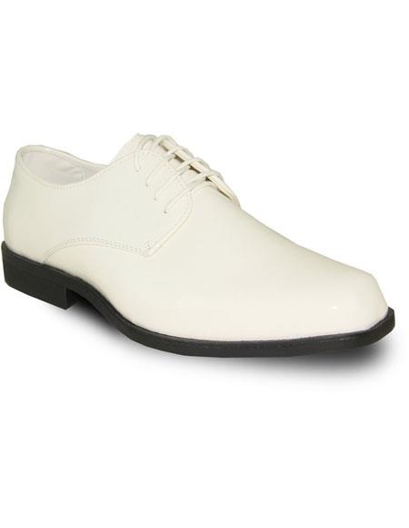 VANGELO Boy TUX-1KID Dress Shoe For Men Perfect for Wedding Formal Tuxedo Ivory Patent - Men's Shiny Shoe