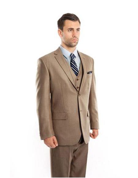 Men's  Classic Fit Two Button Tan Suit