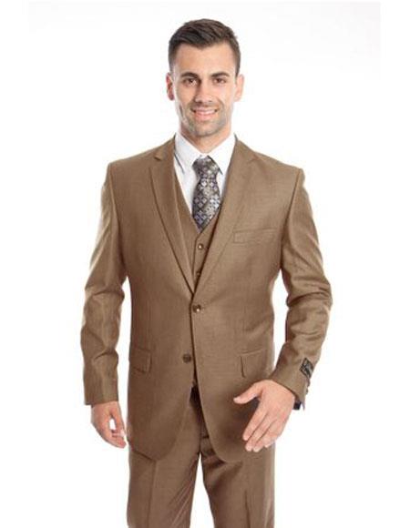Men's Two Button Regular Fit Dark Taupe  Suit