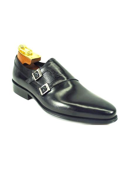 Men's Fashion Black Dress Shoe by Carrucci - Double Buckle Black
