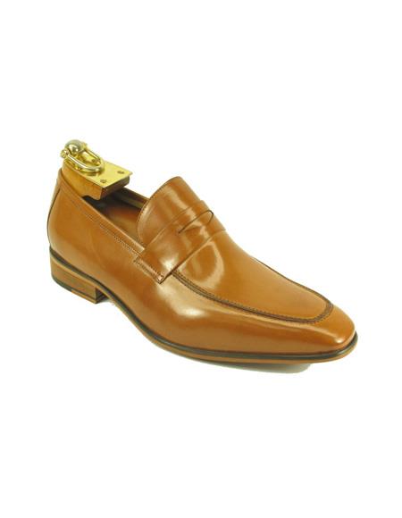Men's Tan Slip On Leather Stylish Dress Loafer