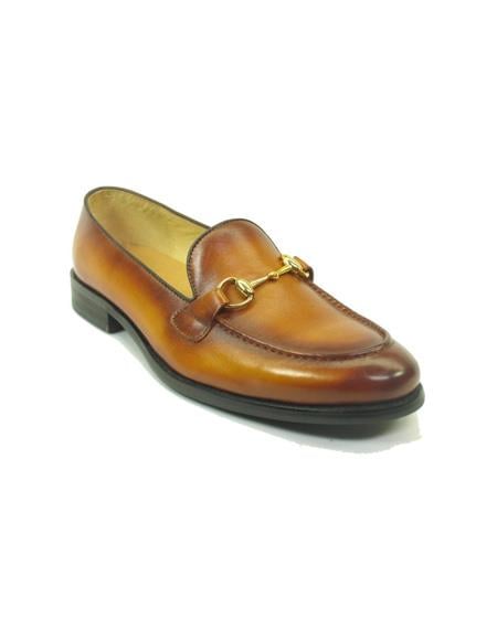 Men's Cognac Slip On Leather Stylish Dress Loafer