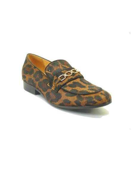 Men's Cheetah Slip On Leather Stylish Dress Loafer
