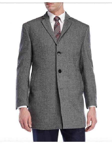Three Quarters Length Gray Wool Men's Dress Coat Men's Carco