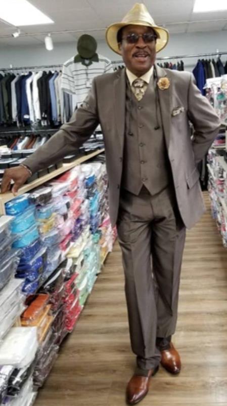 Men's  Peak Lapel Brown Suit