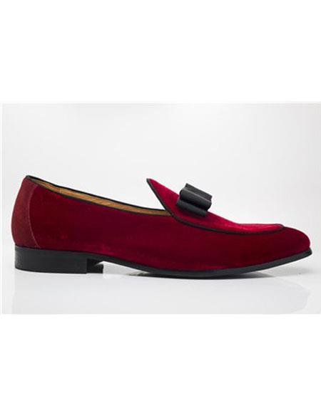 Men's Carrucci Red Lace Up Shoe Slip on - Stylish Dress Loafer Red And Tint Of Black - Red Men's Prom Shoe