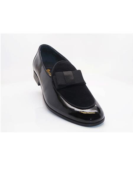 Black Patent Leather Tuxedo Dress Carrucci Shoe For Men Perfect for Wedding - Men's Shiny Tuxedo Shoes