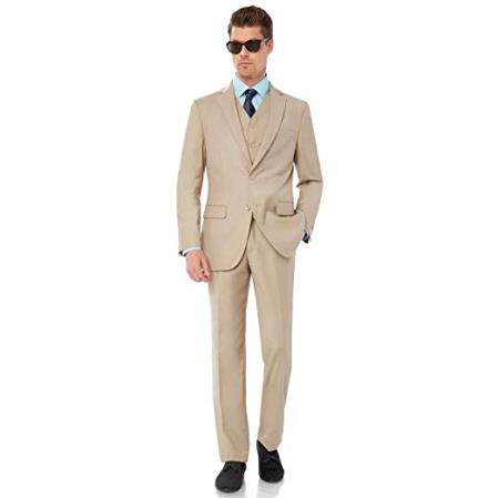 Men's Two Button Modern Fit Suits Tan Suit