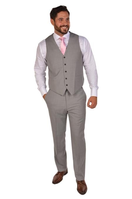 Men's Grey Dress Tuxedo Wedding Men's Vest ~ Waistcoat ~ Waist coat & Tie & Matching Dress Pants Set