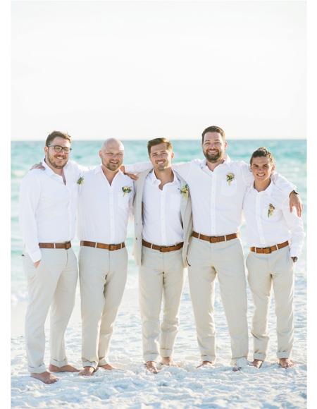 Men's Beach Wedding Attire Suit Menswear Off-White