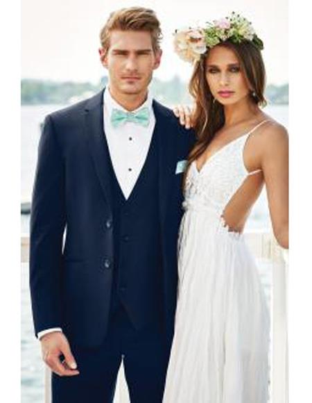 Men's Navy Blue  Beach Wedding Attire Suit