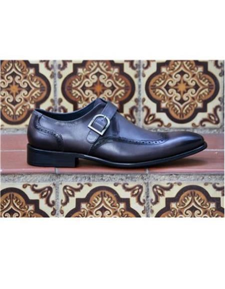 Men's Black Slip-On Men's two tone wingtip dress shoes Carrucci Shoe