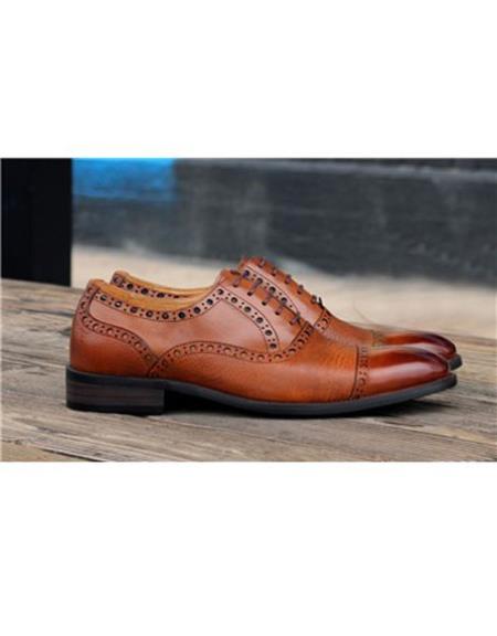 Men's Cognac Deerskin & Calfskin Carrucci Shoe