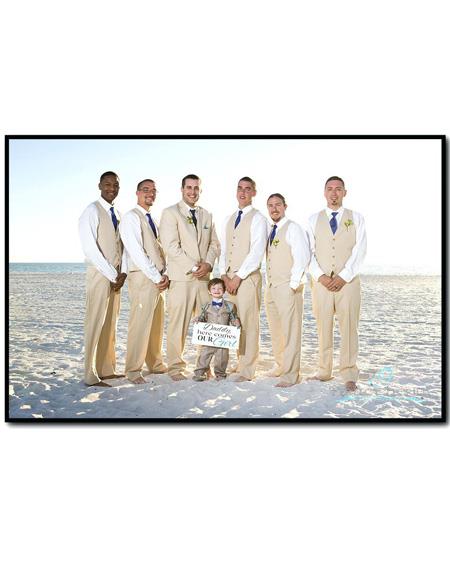 Men's Beige Beach Wedding Attire Suit Menswear 