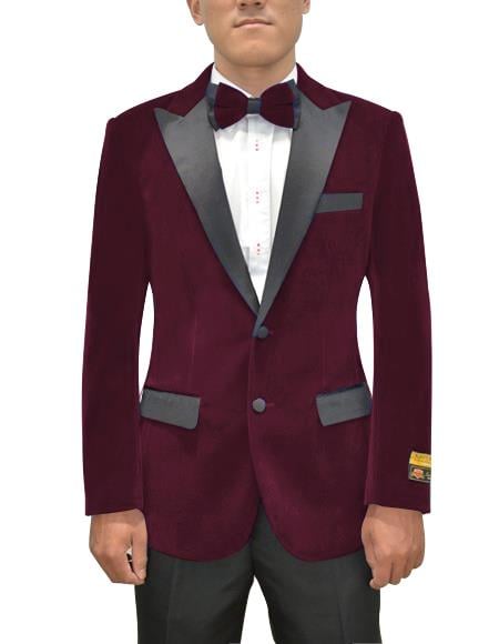 Men's Two Button Peak Lapel Maroon  Suit