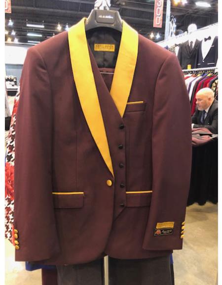 Men's Burgundy Two Button  Suit