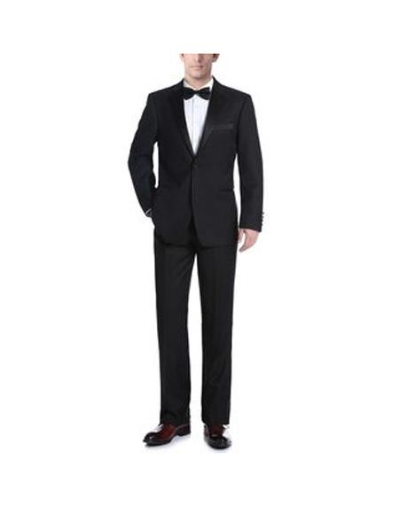 Renoir Suits - Renoir Fashion Mens Two Buttons Classic Fit Suit In Black
