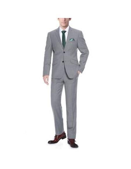 Renoir Suits - Renoir Fashion Mens Grey Two Buttons Slim Fit Two Piece Suit