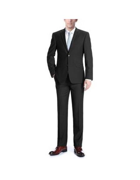 Renoir Suits - Renoir Fashion Mens Black Classic Fit 2-piece Suit
