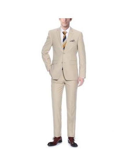 Renoir Suits - Renoir Fashion Mens Tan Classic Fit Two-piece Suit
