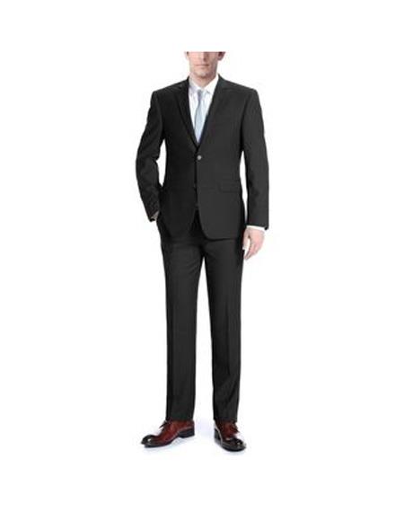 Renoir Suits - Renoir Fashion Verno Adessi Men's Black  Slim Fit 2-Piece Suit