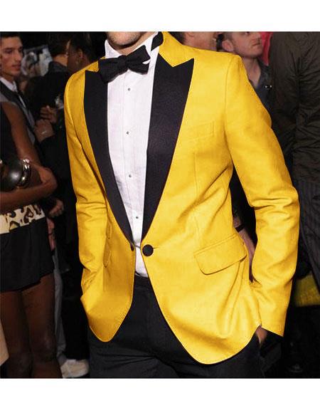 Men's Yellow One Chest Pocket One Button Cheap Priced Designer Fashion Dress Casual Blazer On Sale Blazer