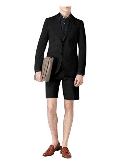 Mens Short Pants Suit Set Mens Suit For Men Jet Black 