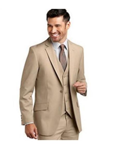 Side Vents Slim-Fit Notch Lapel One-Button 3-Piece Suit
