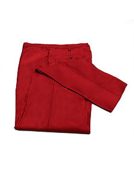 Men's Red Slim Fit Shiny Dress Pants