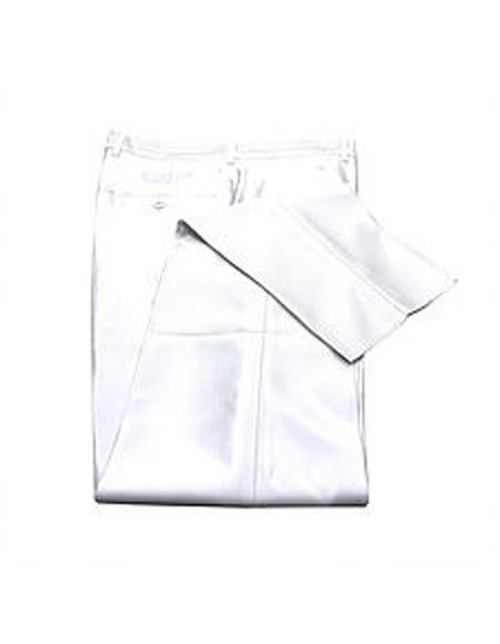 Men's White Slim Fit Shiny Dress Pants