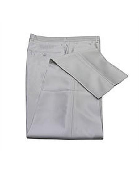 Men's Off White Sharkskin Metallic Shiny Dress Pants
