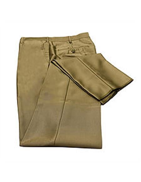 Men's Tan Slim Fit Sharkskin Metallic Pants