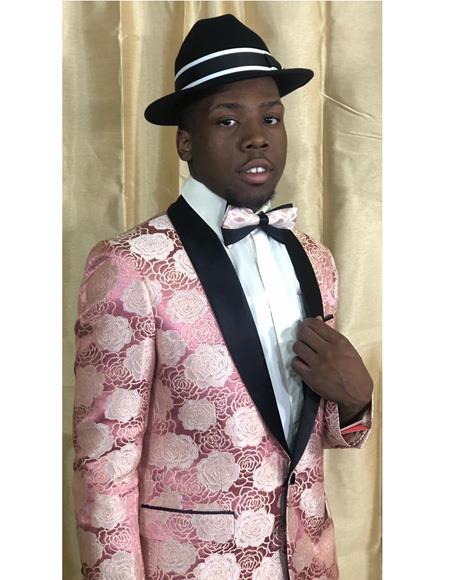 Rose Gold ~ Pink Color paisley Floral Shiny Fashion Blazer Dinner Jacket Paisley Sport Coat Flashy Stage Fancy Party Prom
