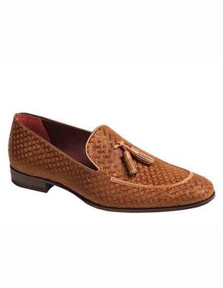 Men's Tan Slip On Stylish Dress Loafer  Design Hand Made Shoe
