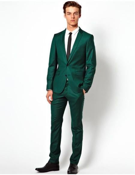 Men's Emerald Green - Hunter Green Two Button Suit for Sale