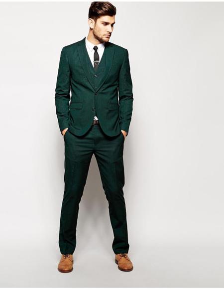Men's Emerald Green - Hunter Green One Chest Pocket Suit