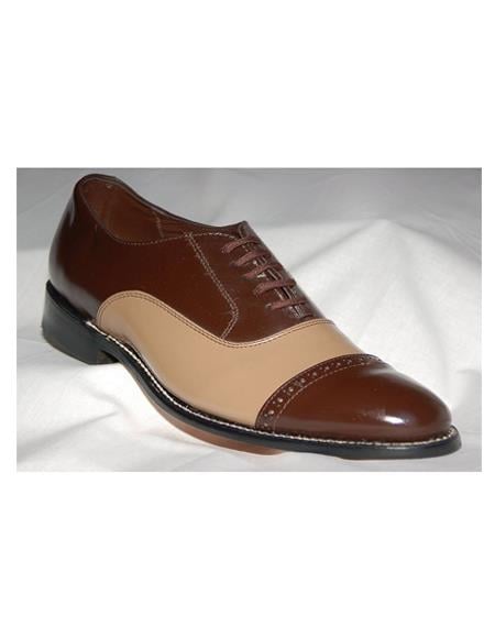 Men's Two Tone Shoes Brown and Taupe Stacy Baldwin Shoes
