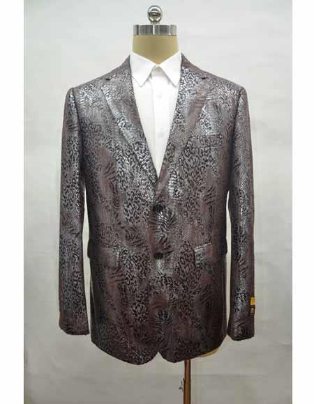 Style#-B6362 Unique Brown Men's Casual Print Fabric Suit