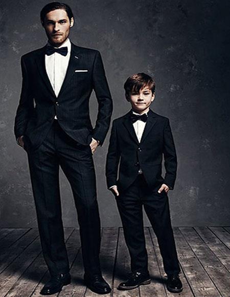 Dad And Son Black Matching wedding outfit Suits Perfect for toddler Suit wedding  attire outfits