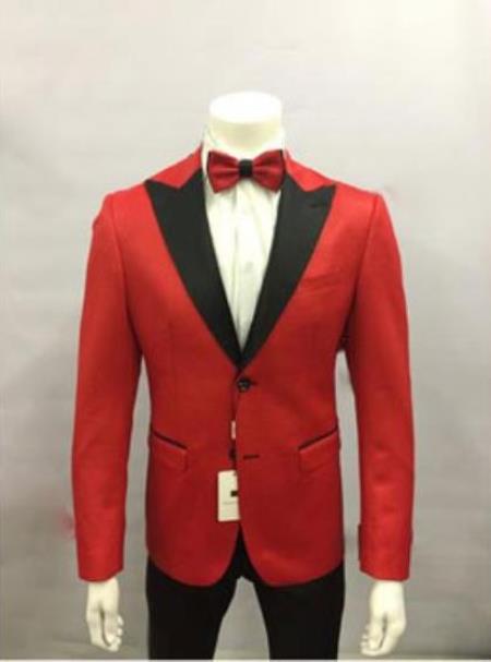 Men's Red and Black Lapel Two Button Dress Suit