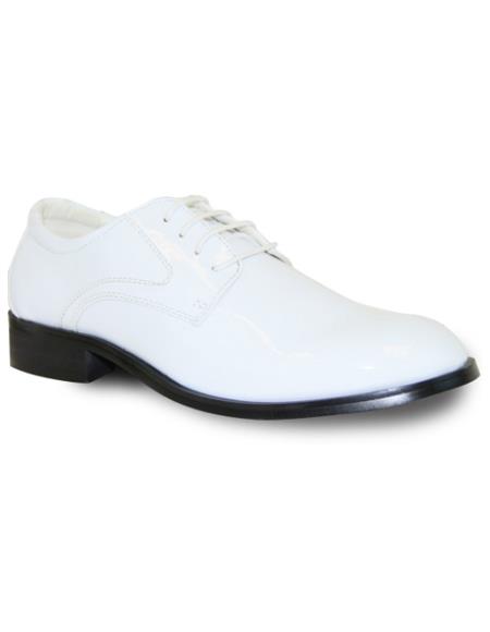 Men Premium Cushion Insole Dress Shoe White Patent - Men's S