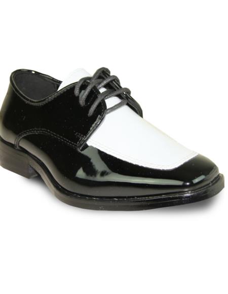Men Dress Oxford Shoe For Men Perfect for Wedding Formal Tuxedo Black / White Patent Two Tone - Men's Shiny Shoe