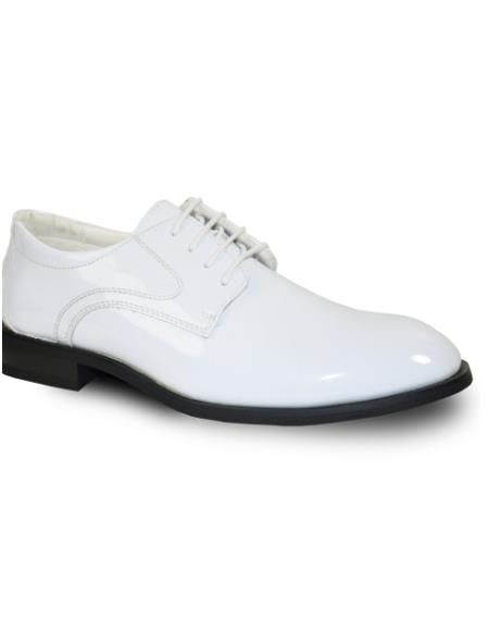 Men's White Patent Dress Oxford Shoe For Men - Men's Shiny Shoe