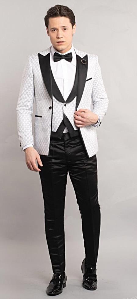 Giovanni Testi White Tuxedo Suit Jacket And Pants